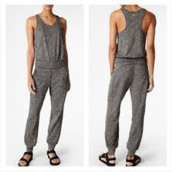 Sweaty Betty Garudasana Sleeveless Studio Jumpsuit In Black Marble NWOT - Picture 8 of 8